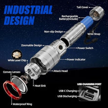 Load image into Gallery viewer, TECBOTT Rechargeable Flashlights 10000 High Lumens Super Bright LED Flashlight High Powered Tactical Flashlight Zoomable 3 Modes IPX6 Waterproof Handheld Flash Light for Camping Outdoor Emergencies, Silver_1045