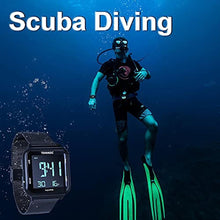 Load image into Gallery viewer, TEKMAGIC 100m Waterproof Luminous Scuba Diving Watch with Stainless Steel Watch Strap, Support Stopwatch, Alarm Clock and Backlight Functions, Dual Time Display, 12/24 Hour Format, Black_1719