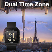 Load image into Gallery viewer, TEKMAGIC 100m Waterproof Luminous Scuba Diving Watch with Stainless Steel Watch Strap, Support Stopwatch, Alarm Clock and Backlight Functions, Dual Time Display, 12/24 Hour Format, Black_1721