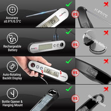 Load image into Gallery viewer, TempPro TempSwift Rechargeable Digital Meat Thermometer for Cooking, Silver_952