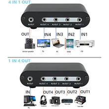 Load image into Gallery viewer, TENEALAY 4-Way 3.5mm Stereo Audio Switch input Signal Source Switcher Selector Splitter Box with line volume controller (4 in 1 out / 1 in 4 out) -MC41, portmmSwitchwithvolume_8535