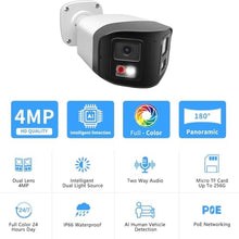 Load image into Gallery viewer, Tennoz 4MP 180 Degree Dual Lens PoE IP Security Camera with Two Way Talk_223