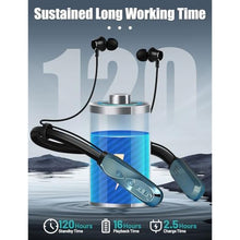 Load image into Gallery viewer, TERUBIN Neckband Bluetooth Headphones, 120H Long Playtime Wireless Stereo Neckband Earbuds with Microphone, Waterproof Around The Neck Headphones in Ear Headset for Sports/Workout/Office (Blue)_1688
