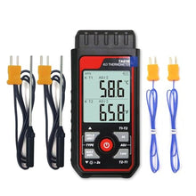 Load image into Gallery viewer, Thermocouple Thermometer Digital K/J Type Temperature Thermometer w/ 4 K-Type Thermocouples, Dual-Channel HVAC Temperature Meter -328~2501 Measuring Range with Backlit LCD, Alarm & ADJ Compensation_1