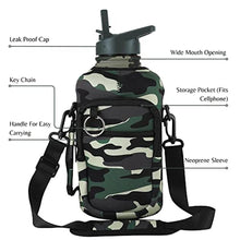 Load image into Gallery viewer, Thermosis 64 Oz insulated water bottle Stainless Steel Water Bottle with Straw & Holder Strap - Includes 2 Lids water bottles - Leak Proof water bottle for Men & Women - Camo_1775