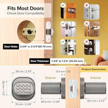 Load image into Gallery viewer, ThorBolt HomeKit Lock Over THREAD Smart Fingerprint Lock with Keypad Door Knob, HomeKit Hub Required, iOS ONLY for Interior Door, Bedroom, Office, MK1 Titanium_5848