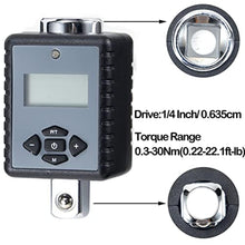 Load image into Gallery viewer, ThreeH 1/4 Inch Digital Torque Adapter (0.22-22.1ft-lb/0.3-30Nm) with Buzzer and LED Flash 1/4'' Drive Digital Torque Wrench Converter, BlackandGray_5450