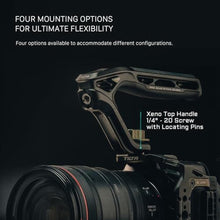 Load image into Gallery viewer, Tilta Xeno Top Handle for Filmmakers & Cameras- Black | Aluminum Alloy and Silicone Build | 1/4-20 Threads w/Locating Points | Safety Release Pin | Comfortable Handling (1/4"-20 w/Locating Pins)_7921