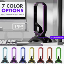 Load image into Gallery viewer, Tilted Nation Gaming Headset Stand | RGB Headphone Stand for Desk with Mouse Bungee and USB Hub (Cool and Clean Setup) Gaming Headset Holder - Perfect Gamer Gift Accessory, Black_6804