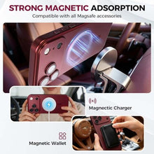 Load image into Gallery viewer, TKJSQ Magnetic Case for iPhone 16, Luxury Soft Matte Metallic Luster, Built-in Camera Lens Protector, Slim Lightweight Shockproof Phone Cover, Wine Red, WineRed_709
