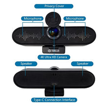 Load image into Gallery viewer, TOALLIN UHD 4K Webcam with 4 Microphones and Dual Speakers, All-in-One Video Conference Webcam with Privacy Cover, Wide Angle View USB Webcam for Streaming, Teaching and Video Calls, Black_7089