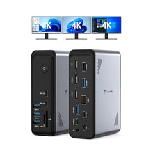 Load image into Gallery viewer, TobenONE 18 in 1 Laptop Docking Station 3 Monitors,Triple 4K HDMI,9 USB C/A, GreydockingstationforWindows_1