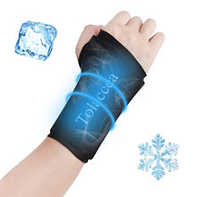 Load image into Gallery viewer, Tolaccea Wrist Ice Pack Wrap & Heating Pad Microwavable Hot & Cold Therapy Wrist Brace for Pain Relief of Carpal Tunnel, Rheumatoid Arthritis, Tendonitis, Sports Injuries, Swelling, Bruises & Sprains, Black_1