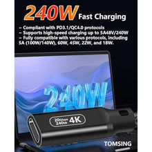 Load image into Gallery viewer, TOMSING USB C Extension CablePD240W Fast Charging,20Gbps 4K9.8FT Black, BlackBraided_1861