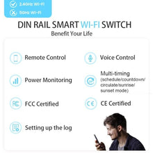 Load image into Gallery viewer, TONGOU DIY 1P+N Smart Wi-Fi Switch, Work with Alexa and Google Assistant for Voice Control, 16A with Energy Monitor, Smart Life/Tuya APP Remote Control, Timer Functions, DIN Rail Mounted,FCC Certified, White_1320