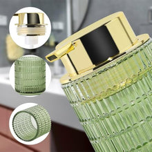 Load image into Gallery viewer, Tonxus Foam Soap Dispenser, Green Glass Foaming Soap Dispenser, 10 Oz Refillable Hand Soap Dispenser Liquid Lotion Pump Container Ribbed Bottle for Bathroom Countertop Decor_602