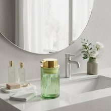 Load image into Gallery viewer, Tonxus Green Glass Foaming Soap Dispenser, GreenGold_1790