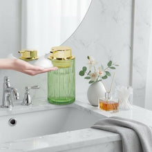 Load image into Gallery viewer, Tonxus Green Glass Foaming Soap Dispenser, GreenGold_1791