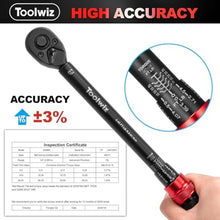 Load image into Gallery viewer, Toolwiz 3/8-Inch Drive Click Torque Wrench 5-45 Ft-Lb/6.8-61 Nm, Black_5447
