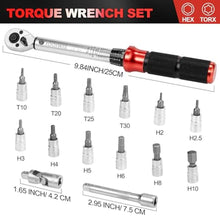 Load image into Gallery viewer, Toolwiz Bike Torque Wrench Set 15-Piece 1/4" Dr 17.7-230.1 In-Lb / 2-26 Nm, Silvery_5491