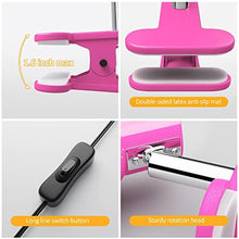 Load image into Gallery viewer, TOPMB LED Clip on lamp,5W Super Bright Reading Light, 330 Rotation Small Lamp with Clamp on Desk/Table/Bed Headboard/Cupboard Home Lighting, Modern and Save Space Illumination Powerful Lamp Pink_6843