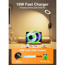 Load image into Gallery viewer, TOPMB LED Wall Reading Light,Bedside Headboard Lights with 10W USB Output Fast, Wall Reading Lamps with 4 Color Modes & 5 Dimmable, Memory Function, 4-Hour Auto Off Ring Light Black_5960