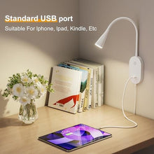 Load image into Gallery viewer, TOPMB Wall Mount Reading Light, Focused Book Light for Reading in Bed, 5 Dimming, USB Output, 4 Hours Auto Off, Touch Control, Flexible Gooseneck Headboard Reading Lamp, Easy to Install White, WhiteKPack_7147