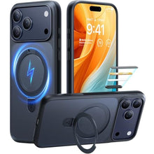 Load image into Gallery viewer, TORRAS Ostand Magnetic for iPhone 17 Pro Case, Fit for MagSafe, 4X Military Drop Protection, Camera Control, Slim Phone Case for iPhone 17 Pro with Kickstand, Translucent Matte Cover 6.3", Black_1