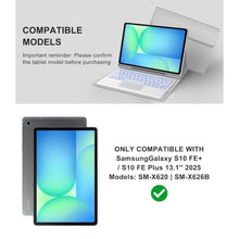 Load image into Gallery viewer, Touch Keyboard Case for Samsung Galaxy Tab S10 FE+ Plus 13.1 2025 with Trackpad, Galaxy Tablet S10FE+ Case with Colors Backlit Keypad, Pen Holder Cover for S10FE Plus 13.1 Keyboard, Grey, GreyTrackpad_32