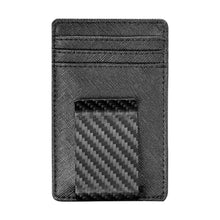 Load image into Gallery viewer, Travelambo Money Clip for Men Wallet Leather Slim Minimalist Card Holder RFID Blocking (Weaved Black), Grey, One Size, Minimalist_1