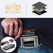 Load image into Gallery viewer, Travelambo Money Clip for Men Wallet Leather Slim Minimalist Card Holder RFID Blocking (Weaved Black), Grey, One Size, Minimalist_514