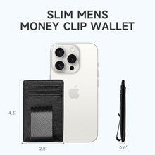 Load image into Gallery viewer, Travelambo Money Clip for Men Wallet Leather Slim Minimalist Card Holder RFID Blocking (Weaved Black), Grey, One Size, Minimalist_515