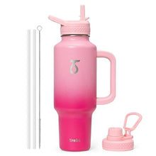 Load image into Gallery viewer, Trebo 40 oz Water Bottle Insulated with Handle, Leakproof Keep 24hrs Cold &Hot,Stainless Steel Travel Tumbler that Fits in Car Cup Holder with Straw Lids,Pink Reusable Water Bottles for women_1