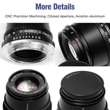 Load image into Gallery viewer, TTArtisan 35mm F1.4 APS-C Manual Focus Lens for Canon M Mount Camera Accessory Compatible Like M1 M2 M3 M6 M6II M10 M50 M50II M100 M200 (EF-M Mount), Black_502