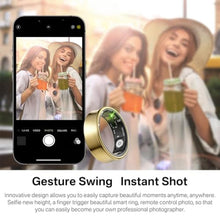 Load image into Gallery viewer, Tulbeys Smart Ring for Men & Women - 5ATM Waterproof, Health & Fitness Tracker, Heart Rate Monitor, Hand Gesture Brush Tiktok, Titanium Alloy Smart Rings for iOS/Android(Gold #12)_1732