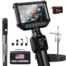 Load image into Gallery viewer, Two-Way Articulating Borescope, Dual Lens Inspection Camera with Light, 6mm Lens Snake Camera for Mechanic Inspections, and Plumbing, .24in Borescope Automotive, Industrial Endoscope, 5ft, black_1