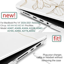 Load image into Gallery viewer, TWOLSKOO Compatible with MacBook Pro 14 inch Case M5 2026 2025-2021 Release M4 M3 M2 M1 Pro/Max Chip, Plastic Hard Shell & Keyboard Cover & Screen Protector & Trackpad Film, Golden Floral, GoldenFloral_8453