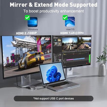 Load image into Gallery viewer, UANTIN USB 3.0 to Dual HDMI Adapter Extended Display | 4K/1080p Aluminum Universal Video Graphics Card Adapter for Mac OS and Windows, USB to 2 HDMI Splitter for Laptop,Desktop and More - (11 INCH), Grey_1920