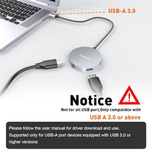Load image into Gallery viewer, UANTIN USB 3.0 to Dual HDMI Adapter Extended Display | 4K/1080p Aluminum Universal Video Graphics Card Adapter for Mac OS and Windows, USB to 2 HDMI Splitter for Laptop,Desktop and More - (11 INCH), Grey_1922