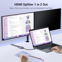 Load image into Gallery viewer, UGREEN HDMI Switch 4K@60Hz, Bi-Directional HDMI Switcher 2 in 1 Out HDMI Splitter 1 Input 2 Output Supports UHD 3D HDR Compatible with PS5, PS4, Xbox Series X/S, Roku, Fire Stick, Grey_965