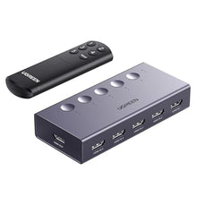 Load image into Gallery viewer, UGREEN HDMI Switch 5 in 1 Out 4K@60Hz, HDMI Splitter with Remote 5 Port Switcher Selector Box Support 3D CEC HDR HDCP2.2 Compatible with PS5/4/3 Xbox Nintendo Switch Roku TV Fire Stick Grey_1