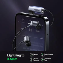 Load image into Gallery viewer, UGREEN Headphone Adapter for iPhone Lightning to 3.5mm Jack MFi TRRS Aux Earphone Stereo Audio Mic Converter Mini Dongle Compatible with iPhone 14 13 Pro Max 12 11 XR XS SE 2022, iPad, Headset, Car, grey_921