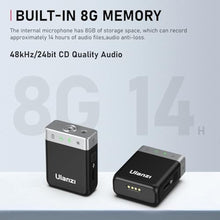 Load image into Gallery viewer, ULANZI AM18 Wireless Lavalier Microphone, Compact Mini Lapel Mic with 200m/656ft Range, Noise Cancellation, 20H Battery for DSLR Cameras, iPhone, Android, Live Streaming, Video, Black_336