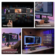 Load image into Gallery viewer, ULANZI D200X Creative Deck Macro Keyboard, 14 LCD Keys & 3 Encoder Knobs, 8-in-1 Hub w 4K HDMI, 3.5mm Audio, SD/TF Reader, USB 3.2 10Gbps, for Video Editing/Streaming/Smart Home PC, Mac, DX_722