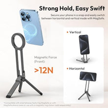 Load image into Gallery viewer, ULANZI MA30 Magnetic Phone Tripod Stand for iPhone-Aluminium Maglock Smartphone Mini Tripod Pocket Cell Phone Stand Strong Magnet Quick Mount Compatible with iPhone 17 16 15 14 13 12 Series, Dark Gray, DarkGray_172