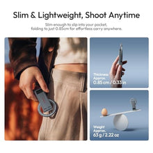 Load image into Gallery viewer, ULANZI MA62 Magnetic Phone Tripod Stand, Ultra-Slim 0.33in Pocket-Sized Foldable Kickstand, N52 Magnet Aluminum Alloy Mantis Hook Desktop Mount, 2.22oz Portable Mini Tripod for iPhone Android, MatteBlack_715