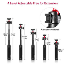 Load image into Gallery viewer, ULANZI MT-16 Extendable Mini Camera Tripod, 4 Levels Adjustment 360 Ball Head Cold Shoe Lightweight Portable Vlog Travel Selfie Stick Handle Grip Desktop Webcam Tripod for DSLR Action Camera_342