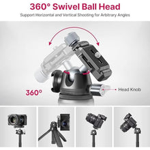 Load image into Gallery viewer, ULANZI MT-47 Camera Tripod Aluminum Alloy Mini Travel Phone Tripod Stand Compact Desktop Tripod for DSLR, 360 Ball Head with 1/4 inch Arca Quick Release Plate Cold Shoe Portable Vlog Selfie Stick, Black_2750
