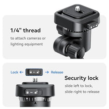 Load image into Gallery viewer, ULANZI TH02 Uka Inverted Ball Head Quick Release Metal Ball Head Camera Mount Uka 360 Rotating with Quick Release Plate, 2.5kg/5.5lb Load for Tripod, Monopod, DSLR, Camera, Black_477