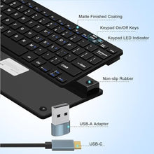 Load image into Gallery viewer, Ultra-Slim 78keys USB-C Mini Wired Keyboard with Media Hotkeys for Apple Mac Pro, MacBook 56Pro/ iMac, Air, Mac Mini, Laptop Computers, Windows Desktop PC 11/10/8/7, With USB-C to A OTG Adapter, Black_6491